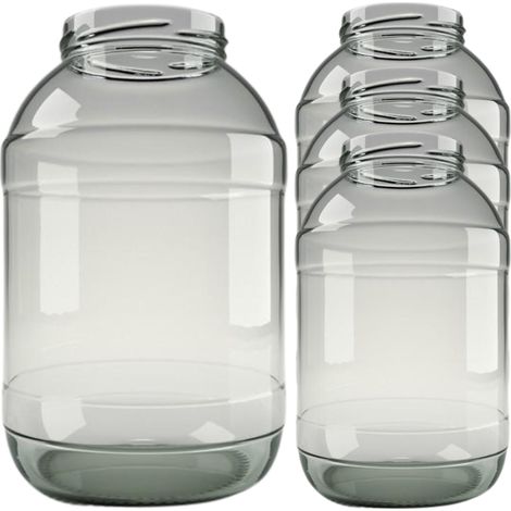 Tarro de cristal para conservas sin tapa, 3 L x 4 unidades (1/4)