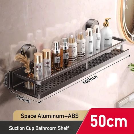 Étagère de salle de bain à ventouses (50 cm) en aluminium, sans perçage, pour douche, salle de bain ou toilettes. Organisateur mural. (1/5)