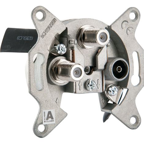 Schwaiger SAT TWIN Stichleitungsdose DSE652 531 (2 dB), F IEC silber, 3-Loch, 2x F / 1x IEC Anschlussdosen (1/5)