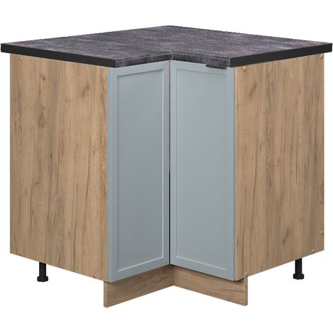 Mobile ad angolo cucina Fame-Line, Blu-grigio chiaro, 80.5 cm , PL Antracite, Vicco