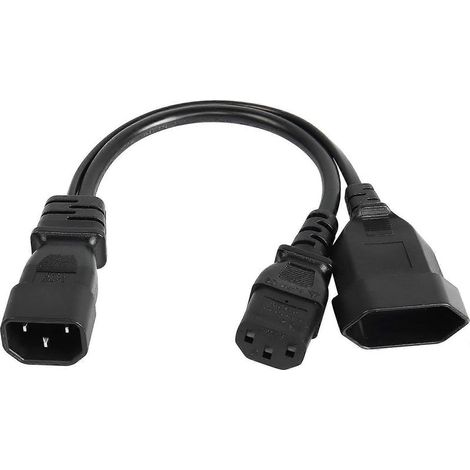 Câble d'alimentation répartiteur en Y EURO C14 vers C13 de 30 cm (1 pied), IEC 14 mâle vers IEC 13 femelle et rallonge de conversion EURO CEE7/16 femelle pour ordinateur (1/5)