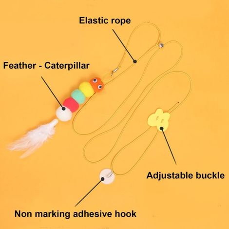 Jouet pour Chat Accroché à La Porte 2m Jouets à Plumes Simulation, 3Pcs Cataire Jouet Chat Interieur Élastique, Réaliste Jouet à Plumes pour Chats Suspendre avec Cloche, Jouets interactifs pour Chats (1/4)