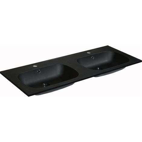 Lavabo da incasso L120 x l46 cm in Resina effetto pietra Nero - ATIWA