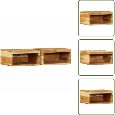 vidaXL Meubles TV muraux 2 pcs bois massif d'acacia