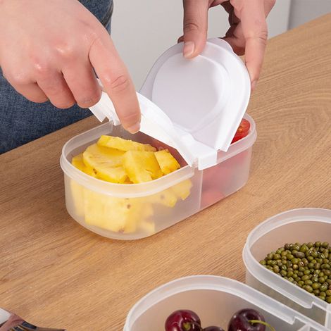 Boîte De Rangement Alimentaire - Double Compartiment Étanche Avec Couvercle - Pour Céréales Sucre Épices Bonbons - Blanc - 2 Pièces (1/5)