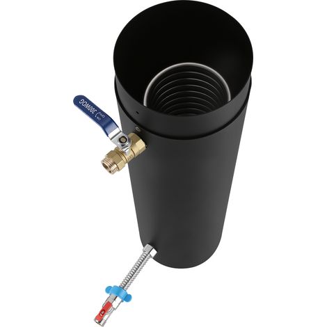 Randaco Conduit de cheminée Ø15 avec serpentin chauffant en acier inoxydable hauteur 52,5 cm kit complet avec Échangeur thermique efficace pour l'eau chaude sanitaire et le chauffage d'appoint (1/5)