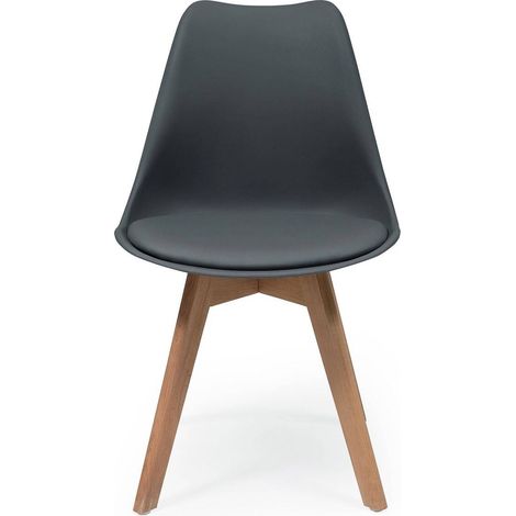 Silla de comedor DAY asiento de polipropileno y patas madera de haya GRIS OSCURO (1/2)