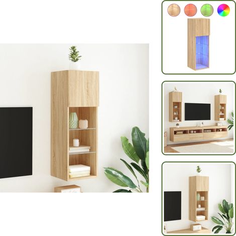 The Living Store TV-Schrank mit LED-Leuchten Sonoma-Eiche 30,5x30x90 cm - LED-Leuchten (1/5)