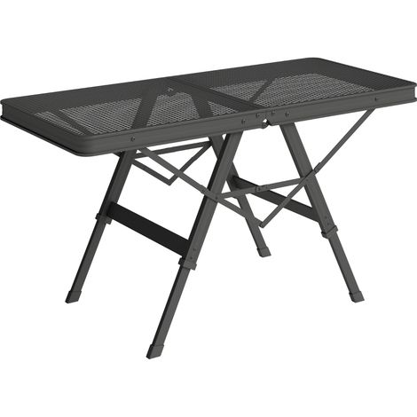 3 ft Folding Camping Table w/ Adjustable Heights, Portable Lightweight Outdoor Folding Picnic Table with Metal Mesh Desktop & Aluminium Legs for Picnic, Garden, Party, Black (1/5)