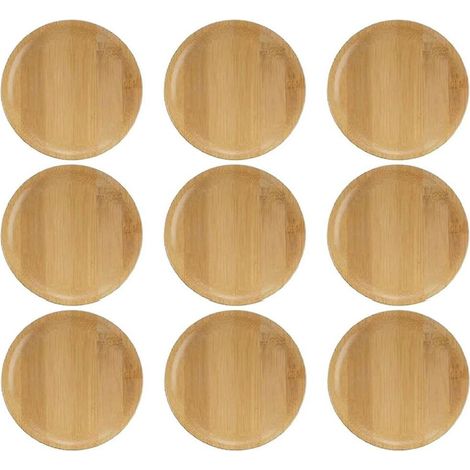 Lot de 9 couvercles à charcuterie pour verres à vin, couvercles en bambou, assiettes décoratives. (1/5)
