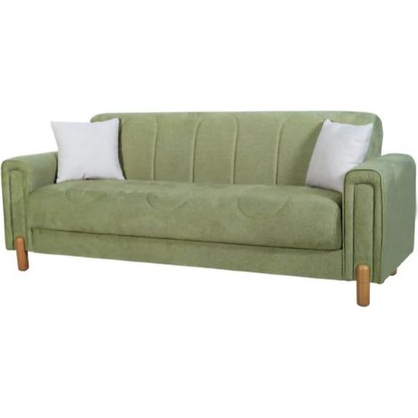 3-Sitzer Schlafsofa Papozze, klappbar, mit Bettkasten, abnehmbar, 226x86 cm, Grün