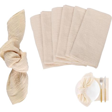Juego de 6 servilletas de algodón suave, 42 x 42 cm, lavables y reutilizables, ideales para bodas, hoteles, restaurantes, eventos y fiestas (beige). (1/5)