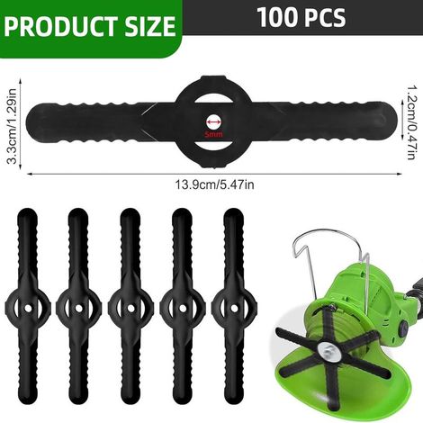 100 lame di ricambio in plastica: lama in plastica lunga 14 cm, lame in plastica per tagliaerba, lame per tagliaerba, accessori per tagliaerba e tagliasiepi da giardino (1/4)