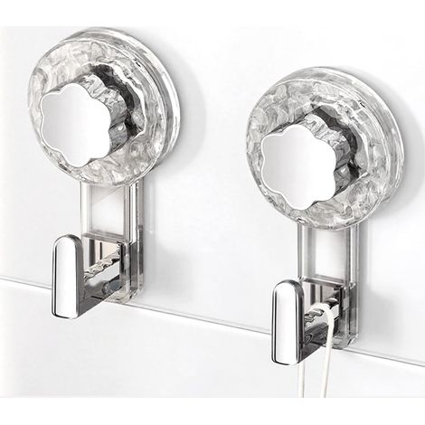 Accroche Serviette Salle de Bain, Crochet Ventouse Extra Puissantes Réutilisables pour Salle de Bain, Cuisine, Camping & Voiture, Bathroom Towel Suction Hooks (Clear+Silver, 11.26.24.3cm2) (1/5)