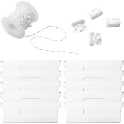 (Blanc)10 Pièces 127mm Plaque Lestage Store à Lamelles avec 10m Chaîne Verticale Store à Enrouleur et 4 Connecteurs de Chaîne, Kit de Détachées Store à Lamelles, pour Rideau Porte FenêTre Accessoires (1/5)