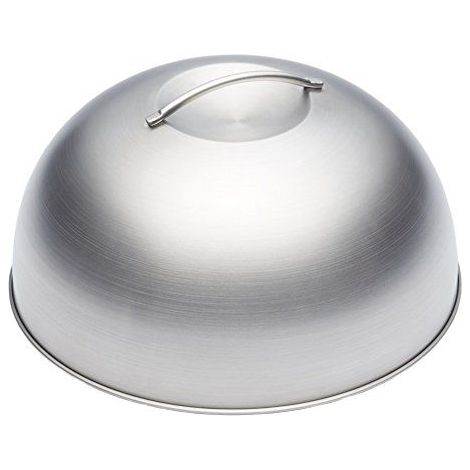 KitchenCraft MasterClass Couvercle pour hamburger et dôme de fusion, acier inoxydable, argent, 22,5 x 12 x 16 cm (1/2)