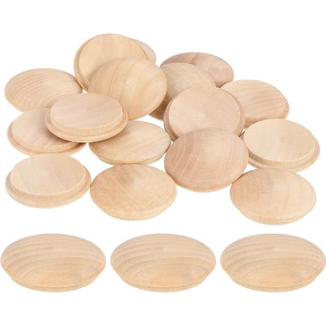 30Pcs Bouchons à Bouton en Bois, 30mm/1,18" Bouchon de Trou de Vis en Bois Dur, Capuchons en Bois de Dôme, Bouchon en Bois pour Meubles, Travail du Bois, Artisanat (35mm x 30mm) (1/5)