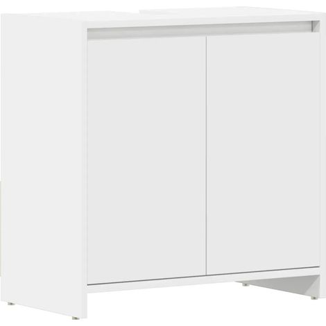 Elegante mobiletto contenitore per il bagno 60 x 33 x 61 cm design raffinato in legno composito bianco 020047729