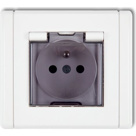 Enchufe Flexi antisalpicaduras con tapa ahumada, color blanco fgpb-1zdp