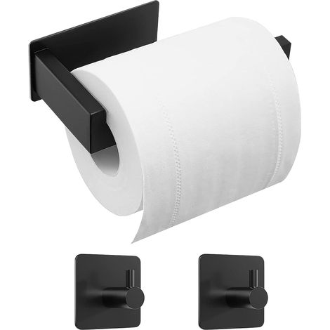 Porte Papier Toilette, Acier Inoxydable Support Papier Toilette Mural, sans Perçage, Rouleau Toilette, 2 Pièces Crochet Adhésif, Porte-Serviettes Salle de Bain pour Bain ou Cuisine (1/5)