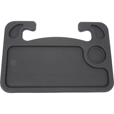 Multifunktionales Autolenkrad-Tablet mit doppelseitiger Ablage, Getränkehalter und Stifthalter, schwarz. (1/5)
