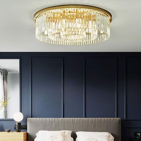 60cm Kristall Deckenleuchte Kristall Kronleuchter Rund Klar Kristall Pendelleuchte Deckenlampe Schlafzimmer Kristall Lampe Gold 8 x E14 Lichter für Esszimmer, Küche, Wohnzimmer (1/5)