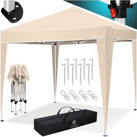 KESSER® gazebo 3x3m impermeable incl. bolsa sistema pop-up click protección UV 50+ gazebo plegable carpa de jardín carpa de fiesta puntales de metal beige (1/5)