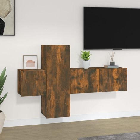 Set Mobili Porta TV 3 pz Rovere Fumo in Legno Multistrato vidaXL (1/5)