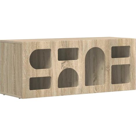 Mueble TV rectangular moderno práctico con espacio de almacenamiento 100 x 35 x 40 cm de madera contrachapada roble sonoma 020054757 (1/5)