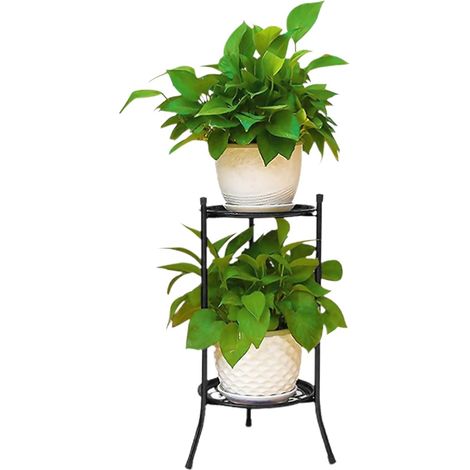 Ej.Life Support de Pot de Fleur en Métal à Double Couche, Support de Plante en Pot en Fer Robuste, Noir, pour Plantes D'intérieur et D'extérieur () (1/5)