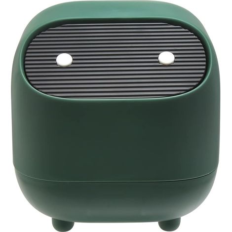 Petite poubelle de bureau avec couvercle,Pour la maison, la chambre à coucher, la cuisine, la voiture, le bureau,Vert