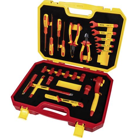 Brüder Mannesmann – Coffret multi-outils isolés VDE 24 pièces – Tension jusqu'à 1000V – Conforme norme DIN 60900:2012 – Pour travaux sous tension