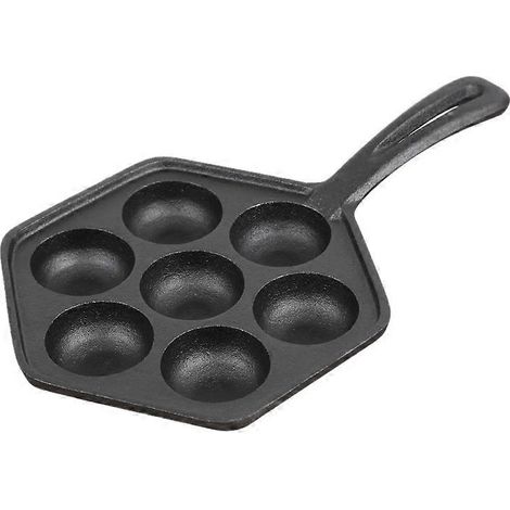 Poêle à crêpes farcies antiadhésive en fonte, Munk/Aebleskiver, plaque de cuisson en fonte pour divers aliments sphériques (1/5)
