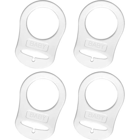 4er Pack Schnullerhalter Silikon, Knopf-Ring Adapter, Clip, Baby, Schutz, Textil, originell sicher (1/5)