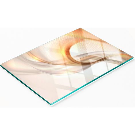 Planche décorative multifonctionnelle pour cuisine, en verre trempé, style abstrait, 80 x 52 cm (1/5)
