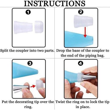12 Douilles Patisserie et 1 Poches à Douille en Silicone Réutilisable, DIY Patisserie Accessoire Kit Professionnelle pour Étiquette (1/4)