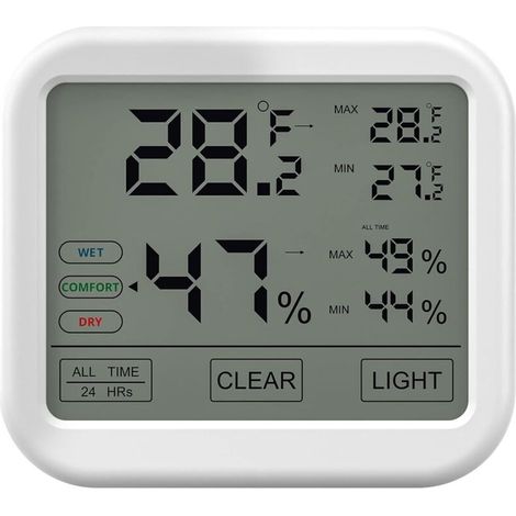 Thermomètre Hygromètre Intérieur avec Haute Précision, Numérique LCD Moniteur Température et Humidité, Indicateur du Niveau de Confort Idéal pour Chambres de Bébé, Maison, Cave, Frigo, Garage