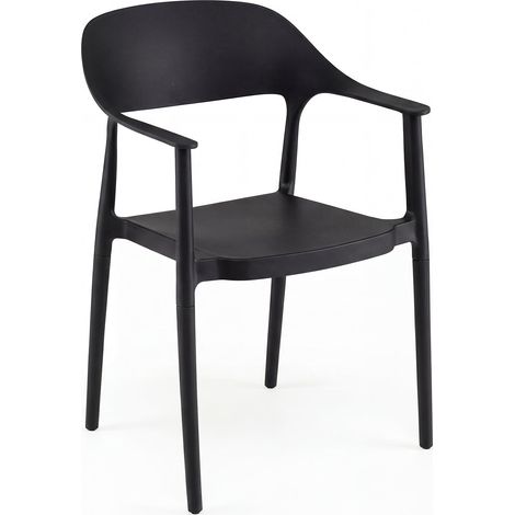 Stapelbarer schwarzer Esszimmerstuhl, Tragkraft 150 kg, Kunststoff