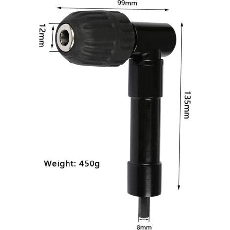 Perceuse à angle droit foret à angle de conversion perceuse à angle de 90 degrés perceuse électrique à angle droit à 90 degrés mandrin en plastique d'angle (1/4)