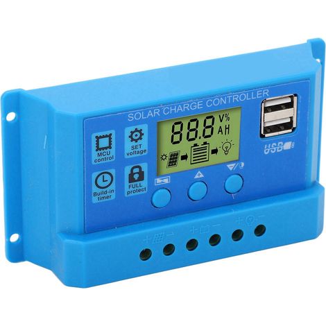 PWM-Solarladeregler mit LCD-Display, einstellbaren Parametern, 2 USB-Anschlüssen, blau, 12 V/24 V (1/5)