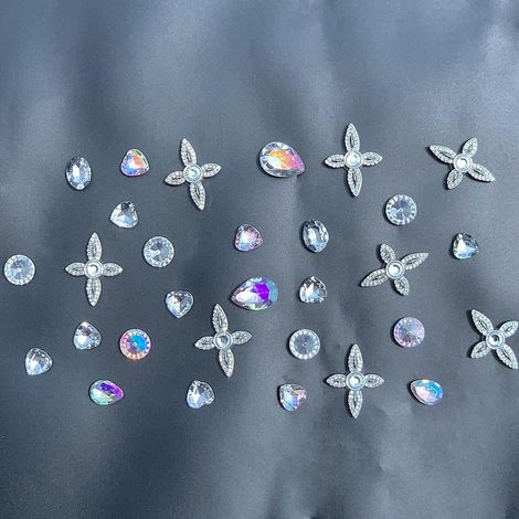 30pcs-(chaussures Non Incluses) Chaussures Trous Chaussures Diy Boucle Accessoires Tendance Croix Strass Dcoration Amovible Set (1/5)