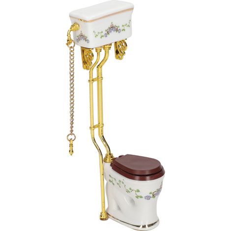 Miniature toilettes 1/12 échelle vintage céramique métal décoration maison poupée accessoires mignons pour photographie (1/5)