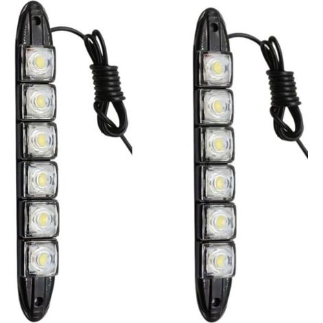 Feux de jour LED universels flexibles pour voiture – Lot de 2, blancs, installation facile, compatible tous véhicules