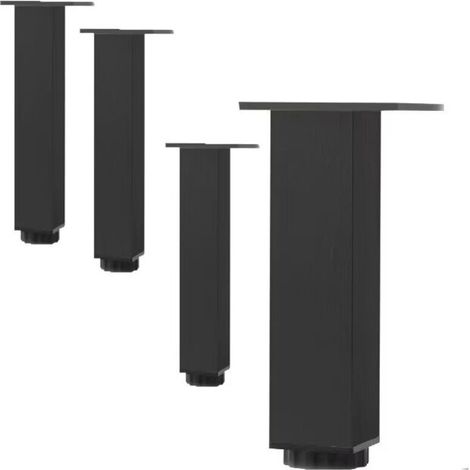 Lot de 4 Pieds de Meubles réglables rectangulaires - 3838150mm - Noir - avec Plaque de Fixation - Pieds pour Meubles en Aluminium - Pieds d'armoire de Haute qualité,Seuçais (1/5)