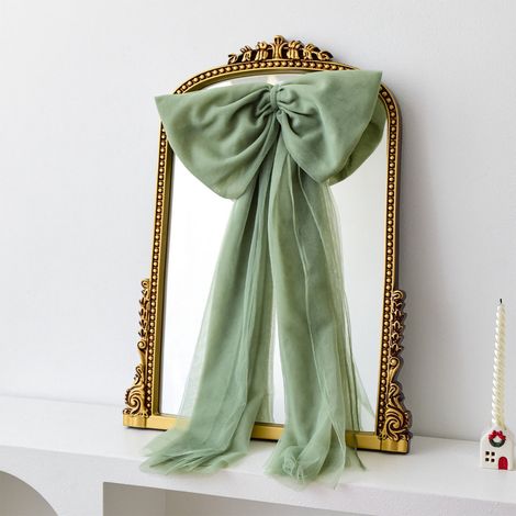 Nœud En Velours - 75 x 35 cm - Pour Décoration Arbre De Noël Arché De Mariage Emballage Cadeau Guirlande De Ballons - Vert - 1 Pièce (1/5)