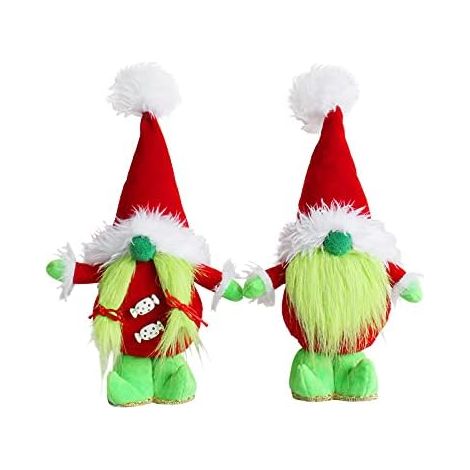 Lot de 2 Gnome, 32cm hauteur, tissu doux, décoration intérieur, Noël