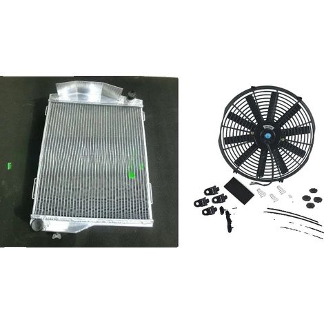 Radiador, construcción de aluminio, refrigeración de alta eficiencia, radiador y ventilador. (1/2)