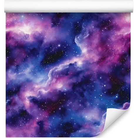 Papel pintado Galaxia en acuarela en violeta, azul, azul marino e índigo 50x1000 cm (1/5)