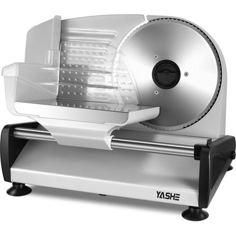 YASHE Affettatrice Elettrica Da Casa, 150W, Lama Inox Rimovibile 19cm, Spessore Regolabile 0–15mm, Blocco di Sicurezza, Piedini Ventosa per Carne, Formaggio e Pane (1/5)