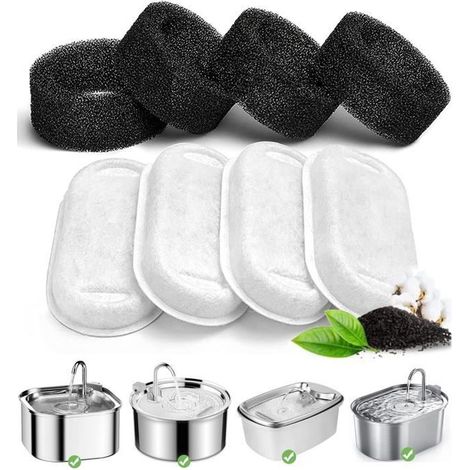 Filtres de Fontaine a Eau Chat, 4PCS Filtres de Distributeur Eau Chat, pour Chat en Acier Inoxydable de 3.2L Fontaines (1/4)